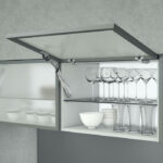 Комплект AVENTOS HK-XS 1x13, узкая алюм. рамка, с накладными петлями и прямыми ответными планками под саморез.